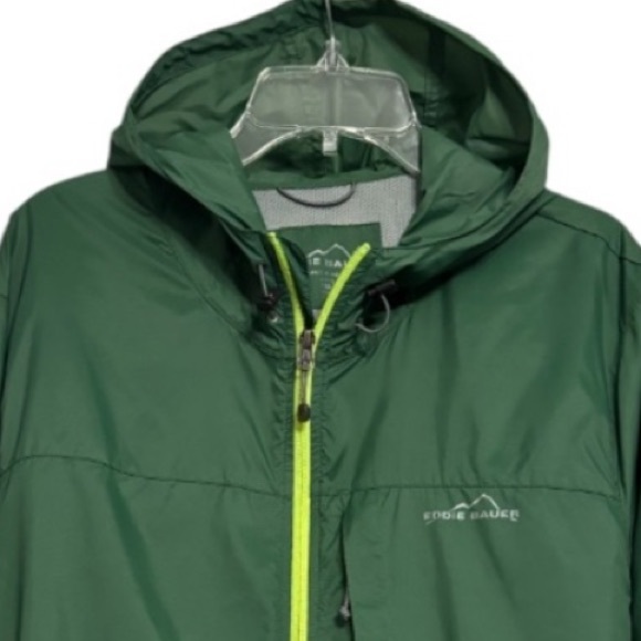 Eddie Bauer Wind Jacket Hooded Lightweight Packable Hood Coat Green Grey Men 2XL - Picture 10 of 13